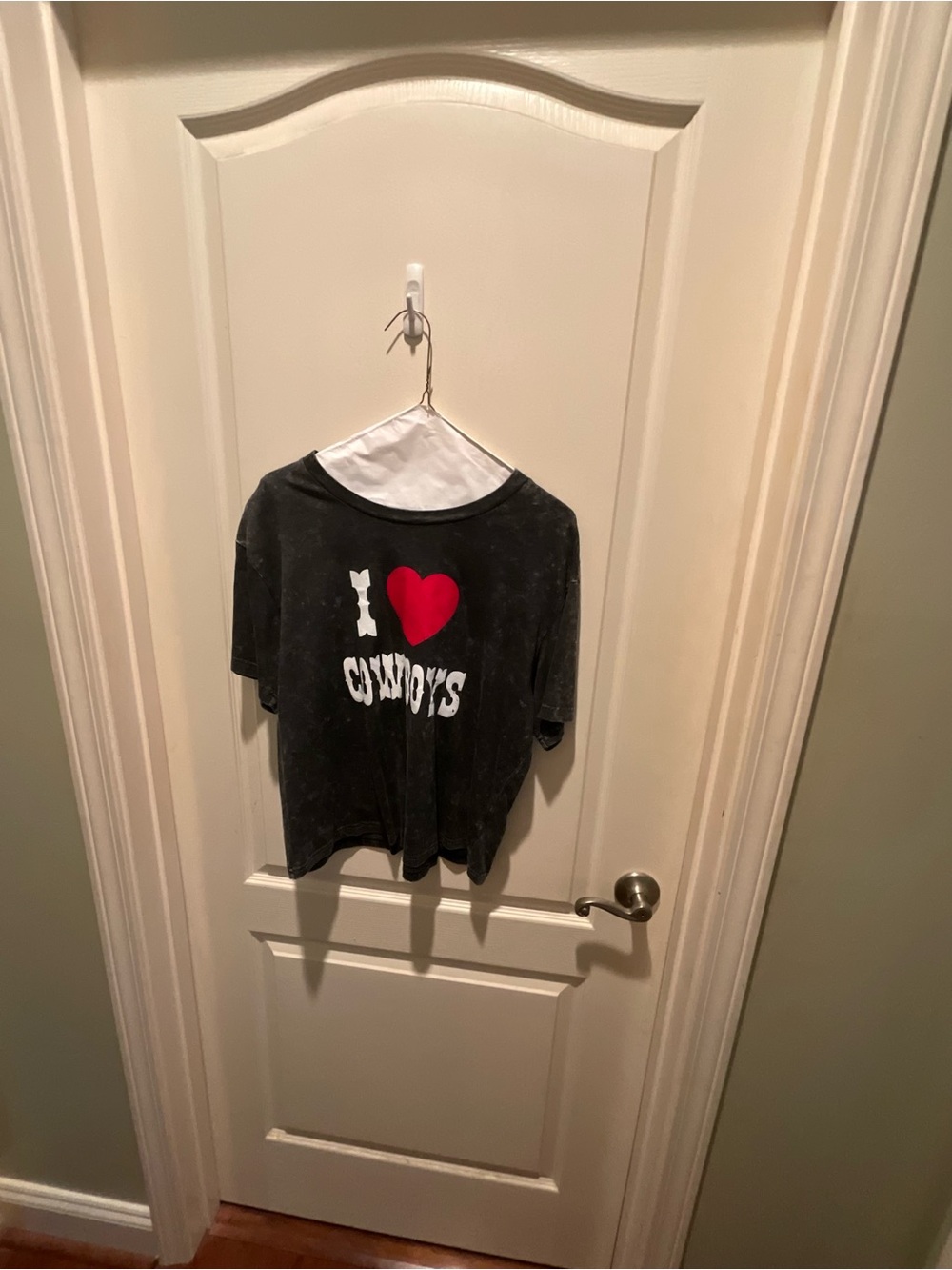 Rebellious One Black Tee with Red Heart 'I ♥ Cowboys' Graphic